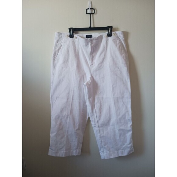 Talbots Denim - Talbots Wide Leg Crop Jeans High‎ Rise Stretch Pockets White Size 18W